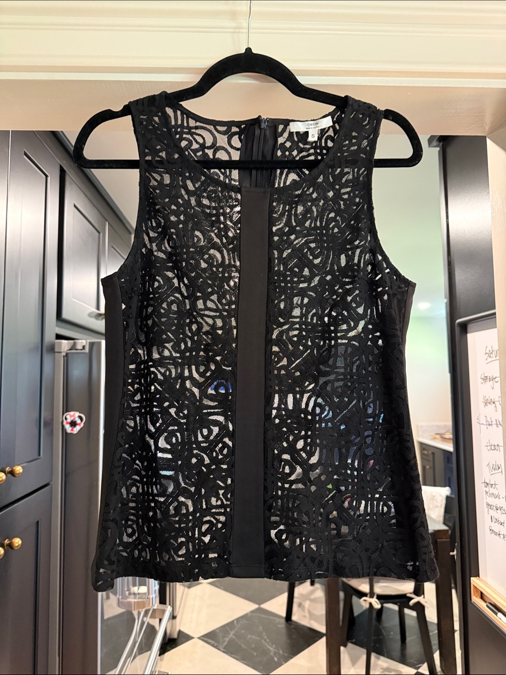Black Lace Sleeveless Shell Top